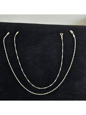 2 Italy 925 Sterling Silver Anklets Bracelets 9” 10.75” Bead Chain 4.5g Read